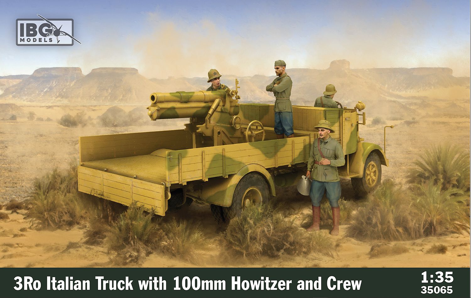 WWII 3Ro Italian Truck with 100mm Howitzer and Crew