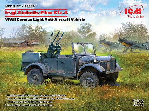 WWII German Light Anti-Aircraft Vehicle le.gl.Einheitz-Pkw Kfz.4