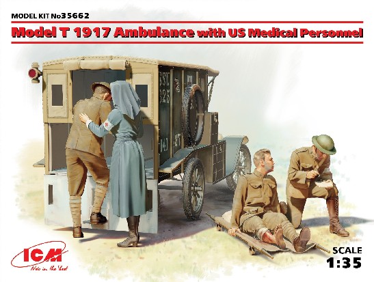 WWI American Model T 1917 Ambulance w/4 Medical Personnel