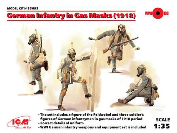 WWI German Infantry in Gas Masks 1918