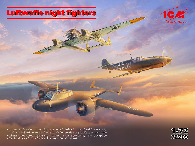 ICM Luftwaffe Night Fighters (Bf109E-4 Fw189A-1 Do17Z-10)