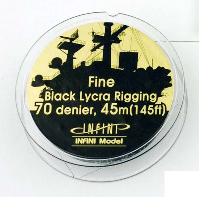Infini Model Black Lycra Ship Rigging - Fine 70 Denier (0.091mm x 145 feet)