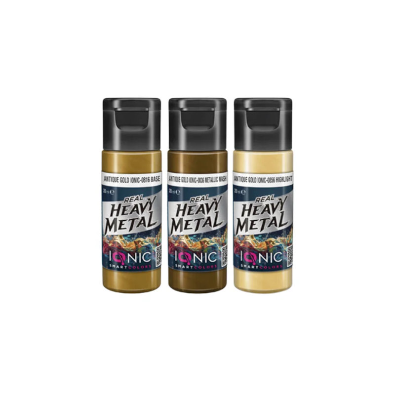 Ionic Real Heavy Metal Colors: Antique Gold Paint Set (3x20ml)