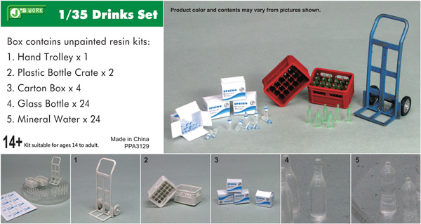 Drinks Set: Soda and Water Bottles, Boxes/Crates, Hand Truck