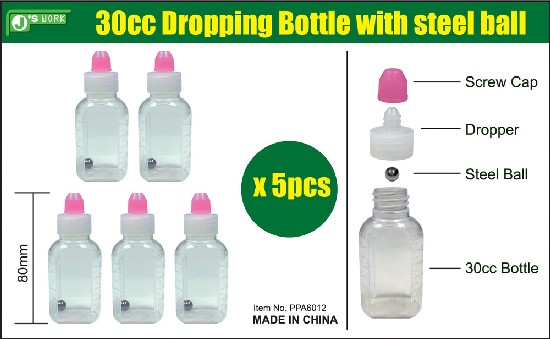 30cc Empty Dropper Bottle w/Steel Ball (5)