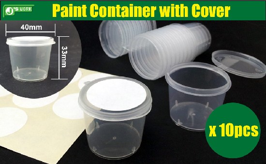 40mm x 33mm Empty Plastic Paint Container w/Cover (10)