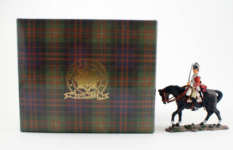 KING & COUNTRY BR057 AMERICAN REVOLUTION MOUNTED BRITISH DRAGOON OFFICER 1 AVAILABLE OOP