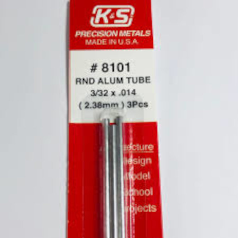 Aluminum Round Tube .014in Wall - 3/32in x 12in - 3 pc.