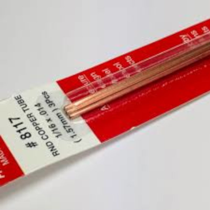1/16in x 12in Round Copper Tube .014 Wall (3 pieces)