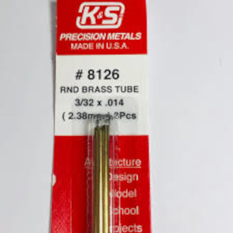 Round Brass Tube .014in Wall - 3/32in x 12in - 3 pc.