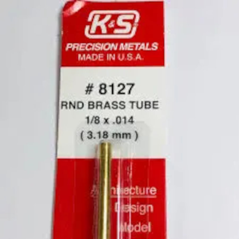 Round Brass Tube .014in Wall - 1/8in x 12in - 1 pc.