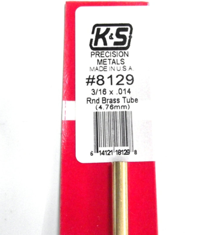 Round Brass Tube .014in Wall - 3/16in x 12in - 1 pc.