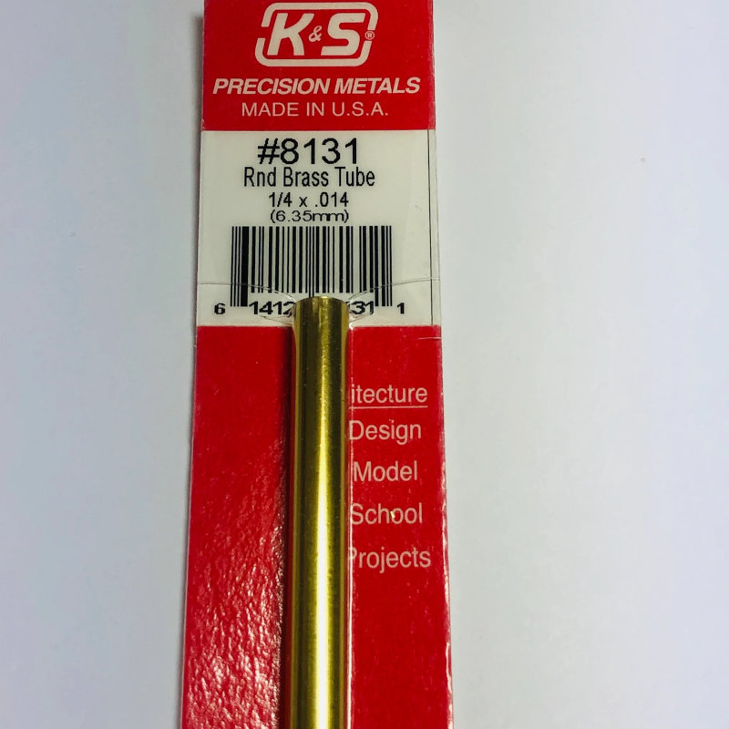 Round Brass Tube .014in Wall - 1/4in x 12in - 1 pc.