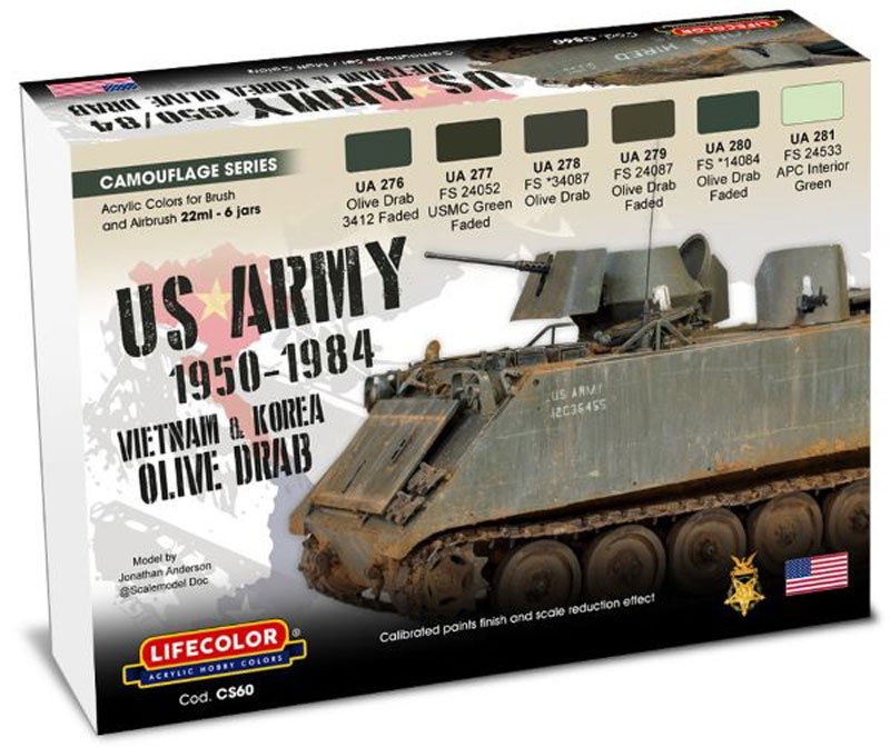 US Army 1950-84 Vietnam & Korea Olive Drab Camouflage Acrylic Set
