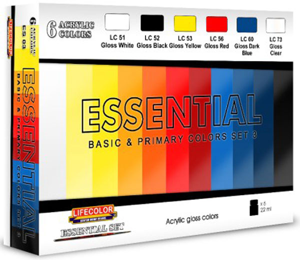 Essential Basic & Primary Colors Acrylic Set #3 (6 22ml Bottles)