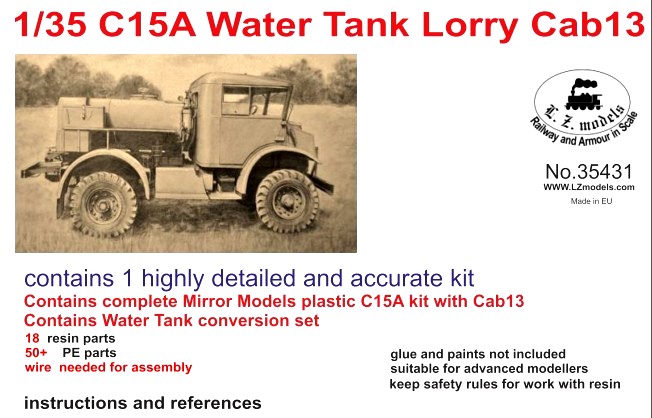 C15A Cab 13 Water Tank Lorry Truck (Plastic)