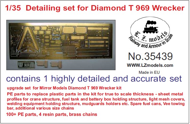 Diamond T 969 Wrecker Detail Set for Mirror Models (Photo-Etch & Resin)