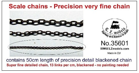 50cm Super Fine Blackened Detail Chain 13 Links per cm