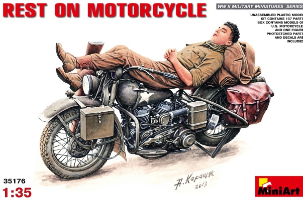 Soldier Resting on Motorcycle