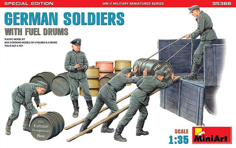 German Soldiers with Fuel Drums