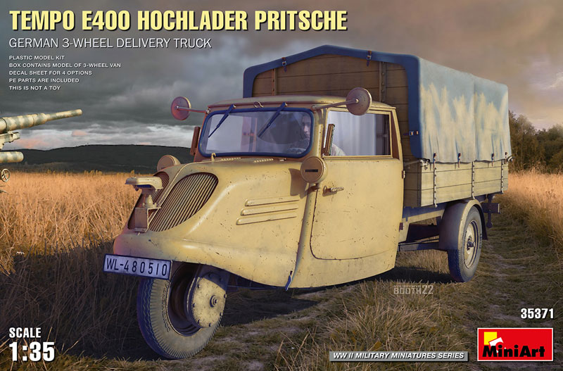 Tempo E400 Hochlader Pritsche German 3-Wheel Delivery Truck