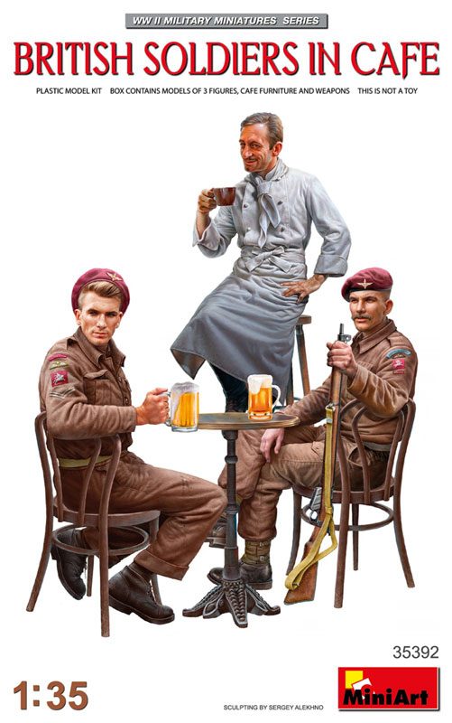 British Soldiers in Cafe w/Waiter