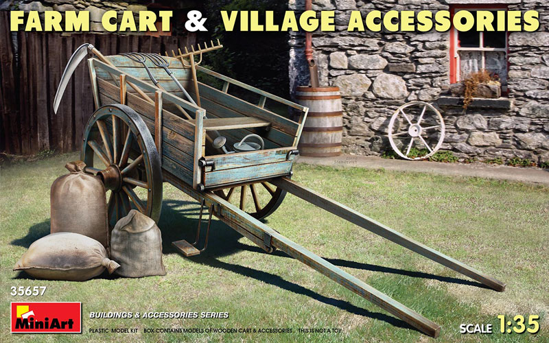 Miniart Farm Cart with Village Accessories