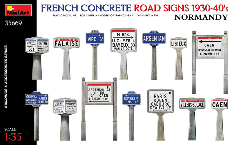 Miniart French Concrete Road Signs 1930-40s Normandy