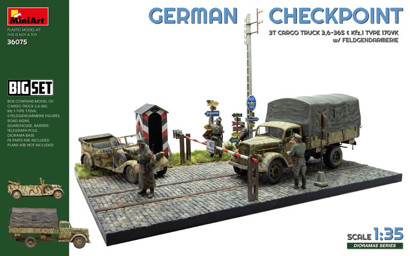 Miniart BigSet German Checkpoint (3T Cargo Truck 3.6-365 & Kfz.1 Type 170VK with Feldgendarmerie)