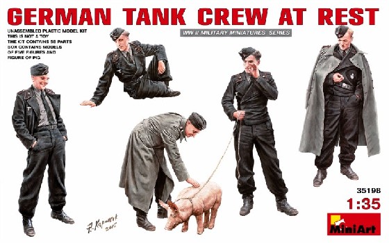 German Tank Crew at Rest (5 w/Pig)