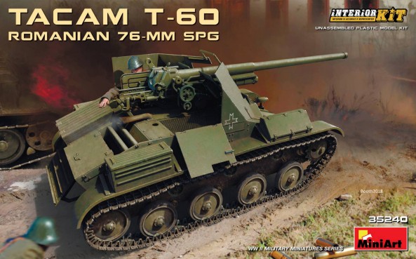 WWII Romanian Tacam T60 76mm SPG Tank w/Full Interior