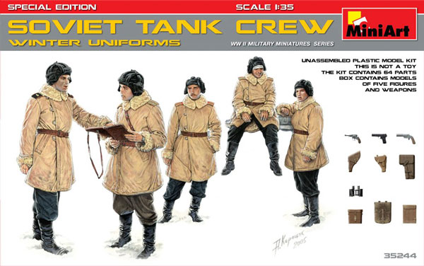 WWII Soviet Tank Crew Winter Uniforms (5) w/Weapons