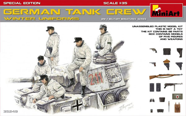 WWII German Tank Crew Winter Uniforms (5) w/Weapons