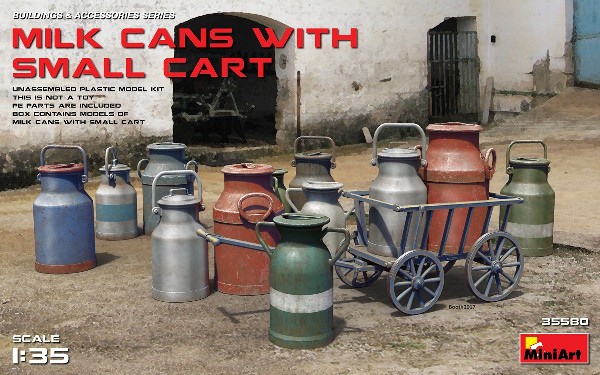 Milk Cans w/Small Cart