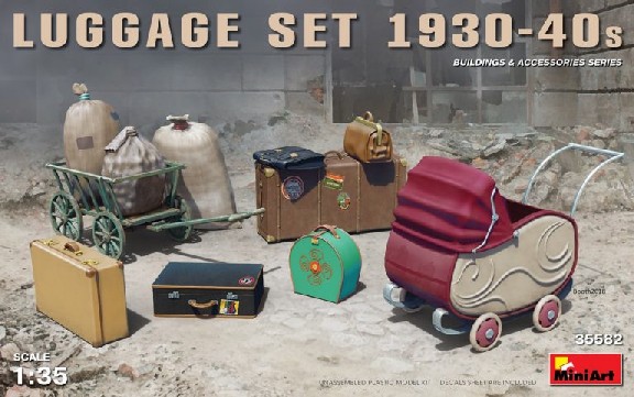 Luggage Set 1930-40s (Dock Cart, Pram, Suitcases & Bags)