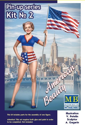 Betty American Beauty Pin-Up Girl Standing Holding American Flag