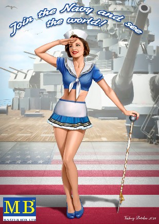 Suzie USN Pin-Up Girl Standing Holding Performer Cane Saluting