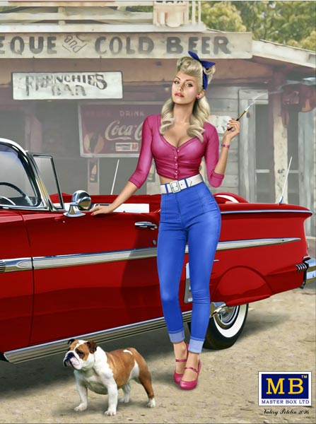 A Short Stop - Pin-Up Girl Walking Her Dog