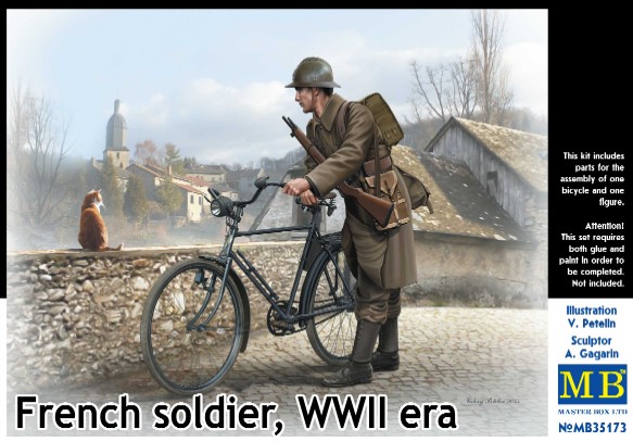French Soldier w/Bicycle WWII Era