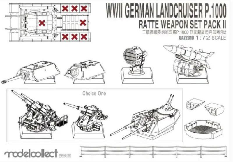 WW2 German Landcruiser P.1000 Ratte Weapon Set Pack II