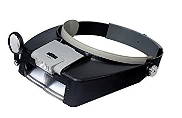 Lighted Dual Lens Headband Magnifier w/Glass Loupe 1.9x, 4.5x Power