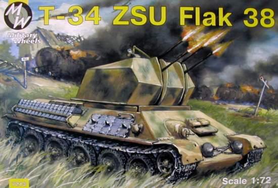 T-34 ZSU Soviet Tank with Flak 38 Gun