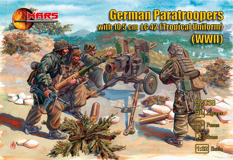 WWII German Paratrooper Crew & LG-43 Gun (Tropical Uniform)