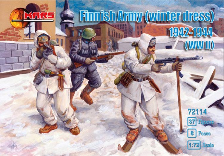 1/32 Finnish Army in winter dress World War Two plastic toy soldiers Mars 32024 