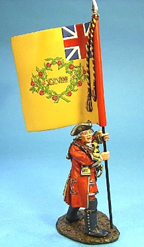BATTLE ON THE PLAINS OF ABRAHAM 1759 - BRITISH OFFICER WITH COLORS #QB-27 - 1 AVAILABLE OOP