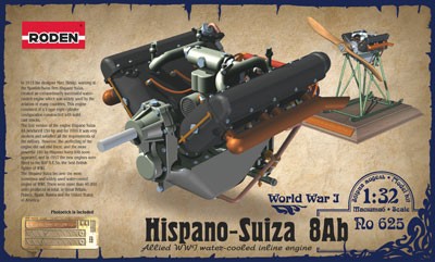 Hispano Suiza 8Ab WWI 150hp V-Figurative Water-Cooled Aircraft Engine