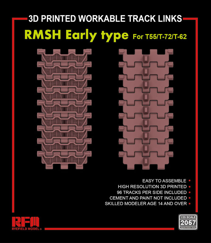 RMSH Early Type for T-55/T-72/T-62 - 3D Printed Workable Track Links