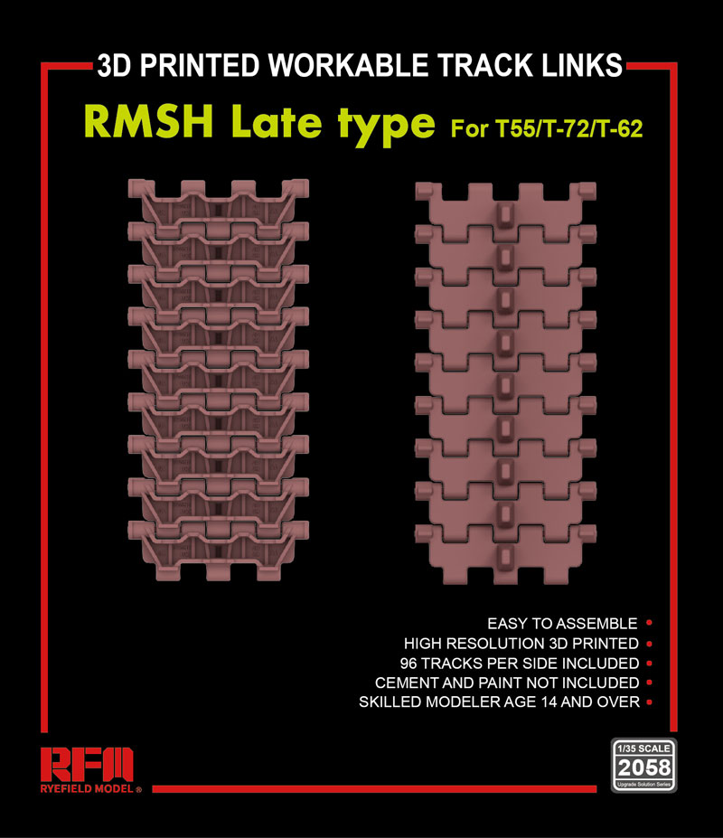 RMSH Late Type for T-55/T-72/T-62 - 3D Printed Workable Track Links