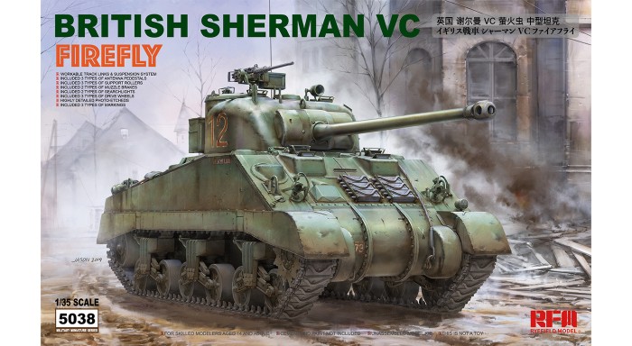 British Sherman VC Firefly Tank w/ Workable Track Links