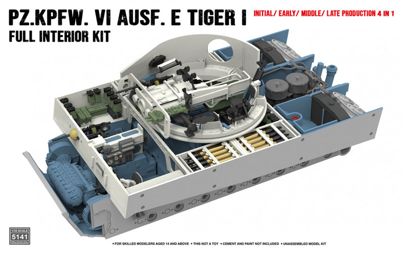 Rye Field Interior Upgrade Set for Sd.Kfz.181 Ausf.E Tiger I Initial/Early/Mid/Late